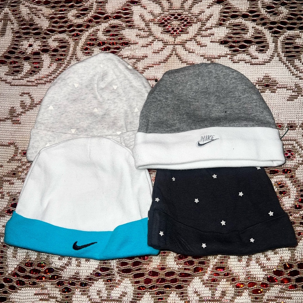 Nike Kids' Beanie Set - Gray, White, Black, Blue. All four hats for 10.00!!